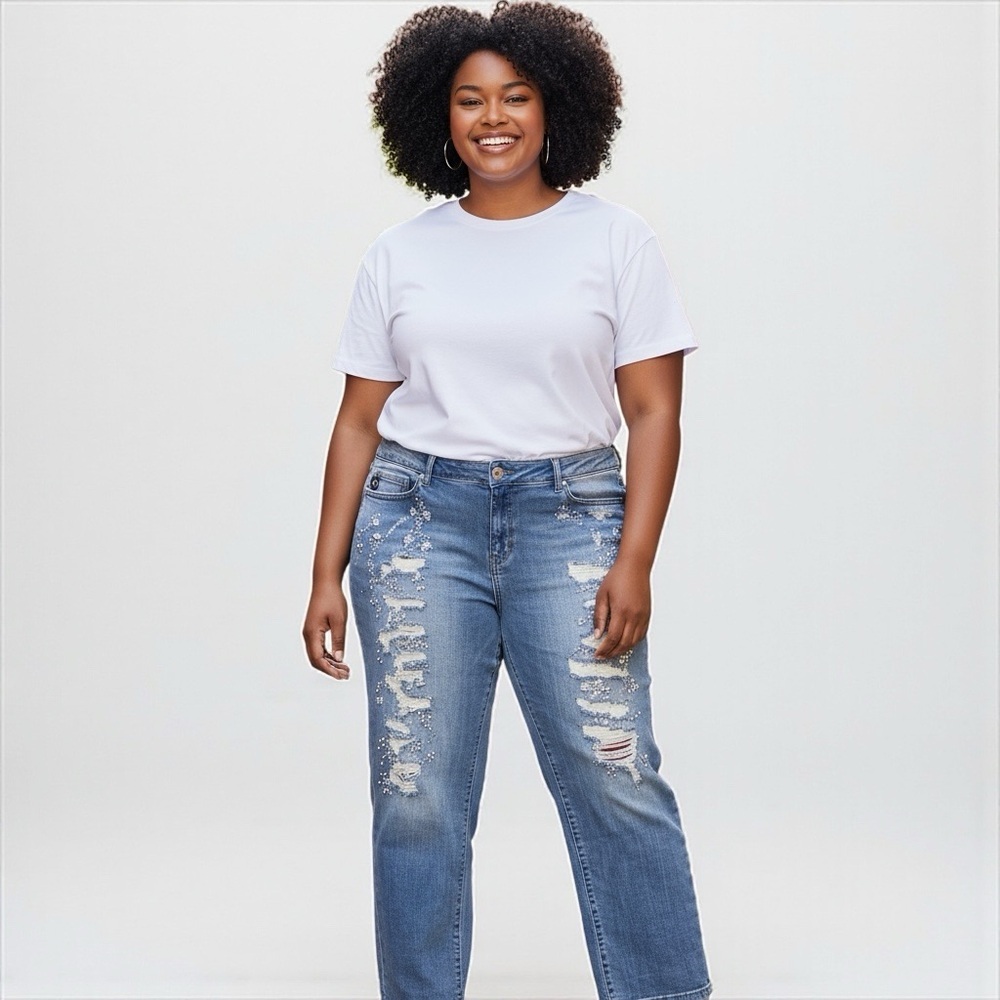Torrid Premium Boyfriend Embellished Distressed Jeans 20W